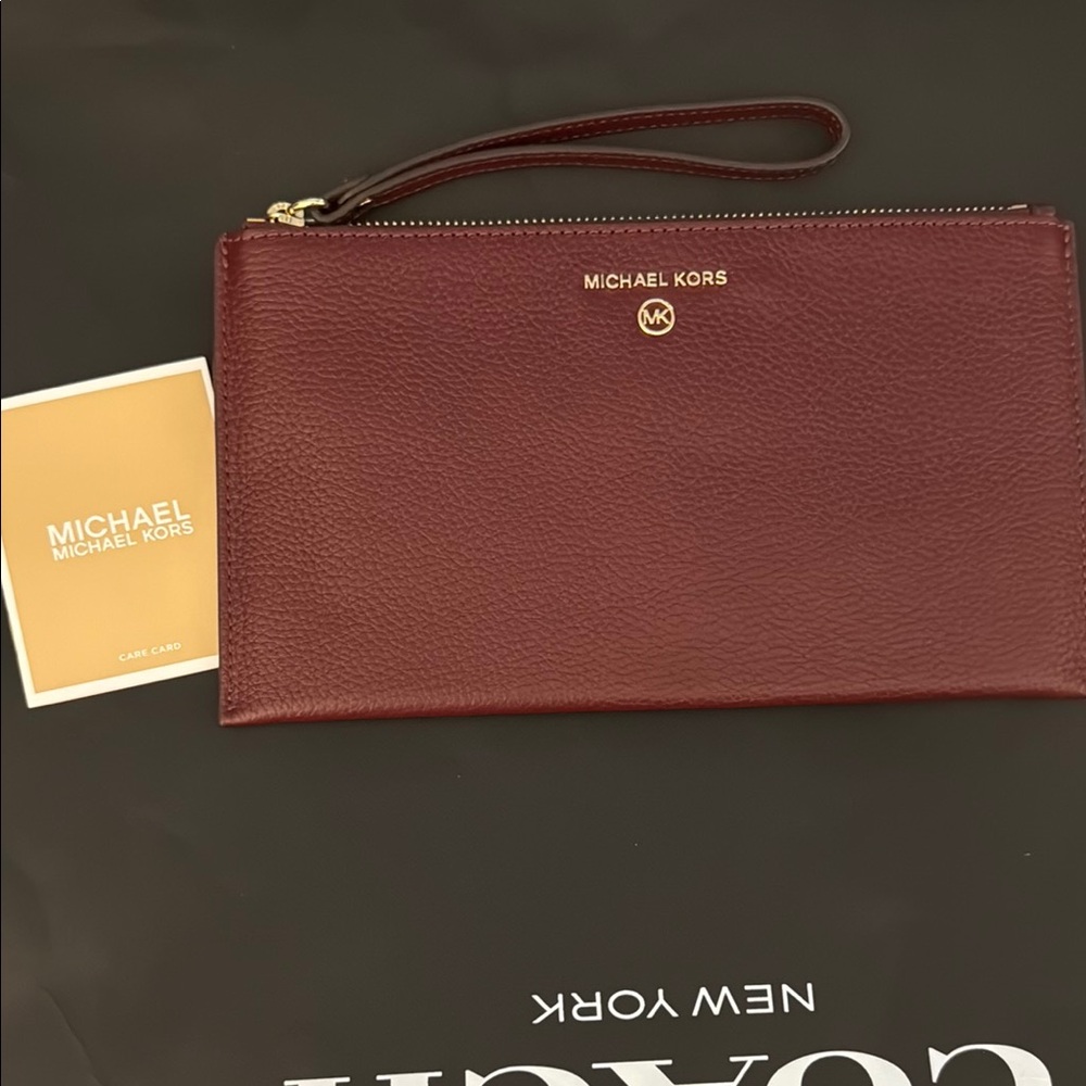 Michael Kors Burgundy Leather Wristlet NWOT